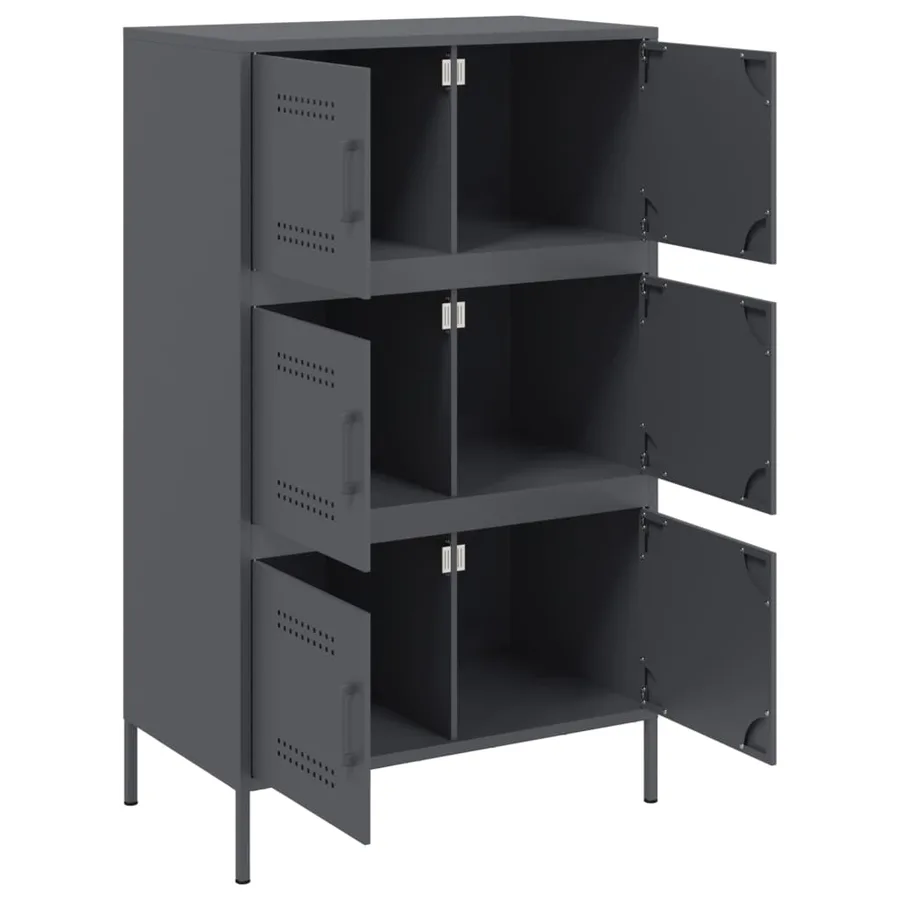 Buffet haut anthracite 68x39x113 cm acier - 9