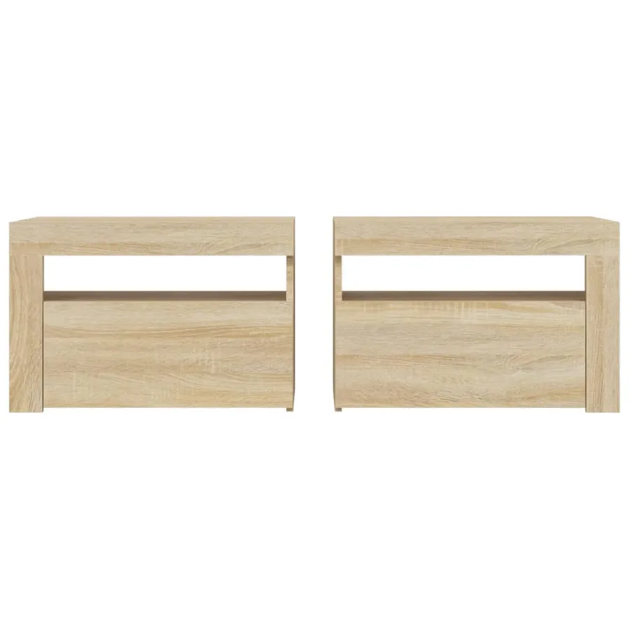 Tables de chevet 2 pcs avec LED Chêne Sonoma 60x35x40 cm - 4