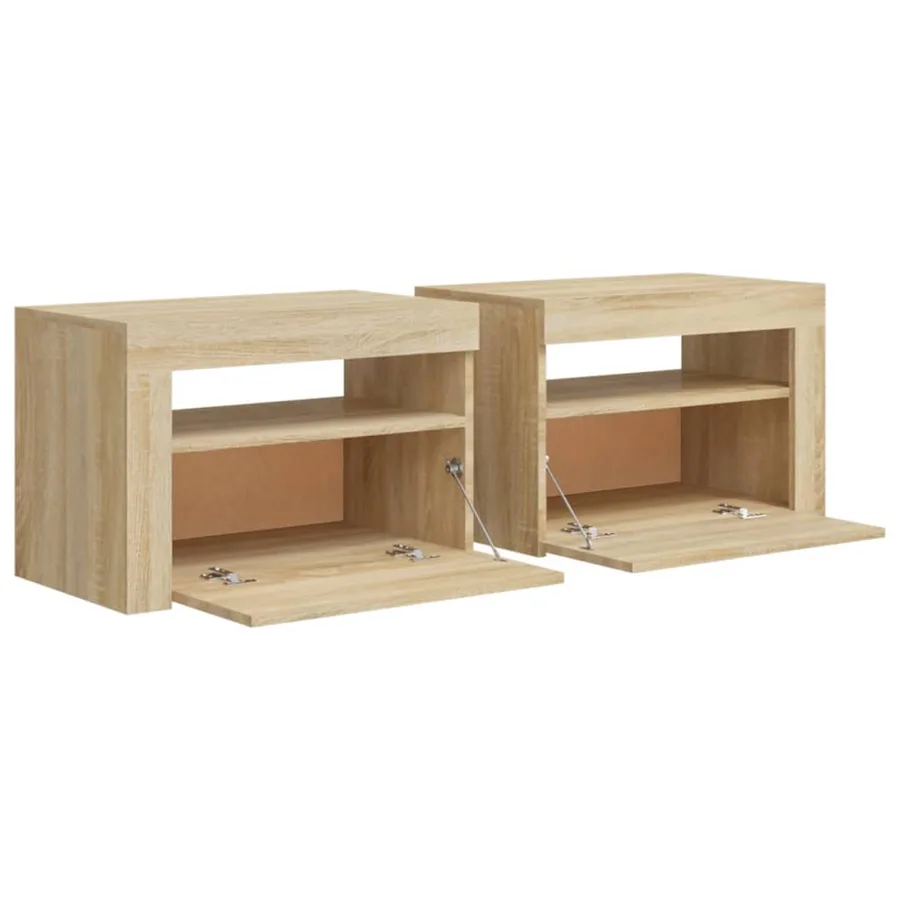 Tables de chevet 2 pcs avec LED Chêne Sonoma 60x35x40 cm - 5