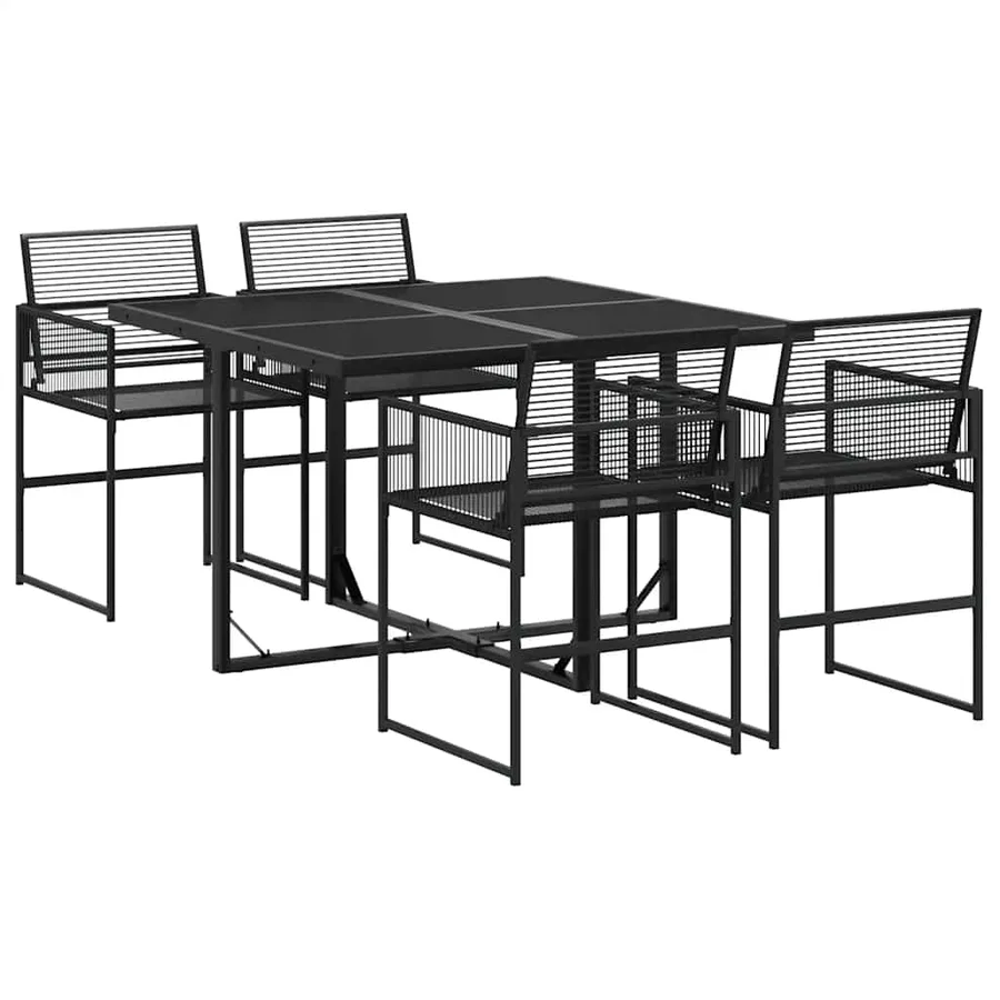 Ensemble à manger de jardin 5 pcs Noir Résine tressée - 2