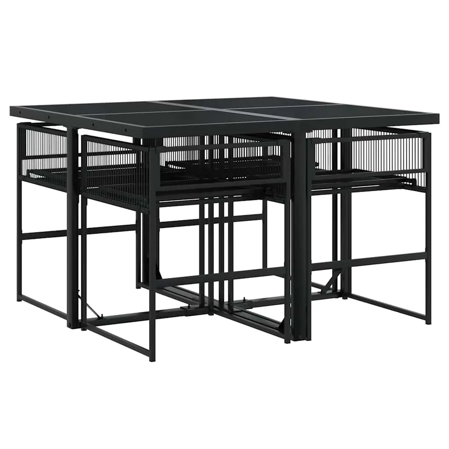 Ensemble à manger de jardin 5 pcs Noir Résine tressée - 7