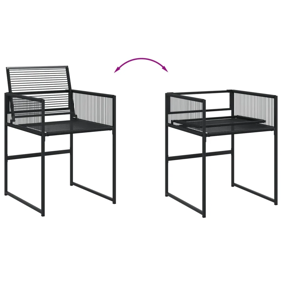 Ensemble à manger de jardin 5 pcs Noir Résine tressée - 8