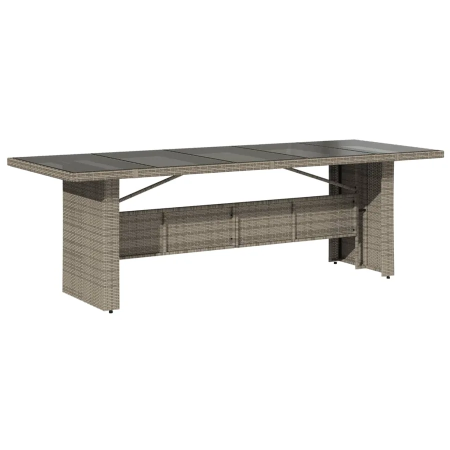 Ensemble à manger de jardin 11pcs avec coussins gris poly rotin - 4