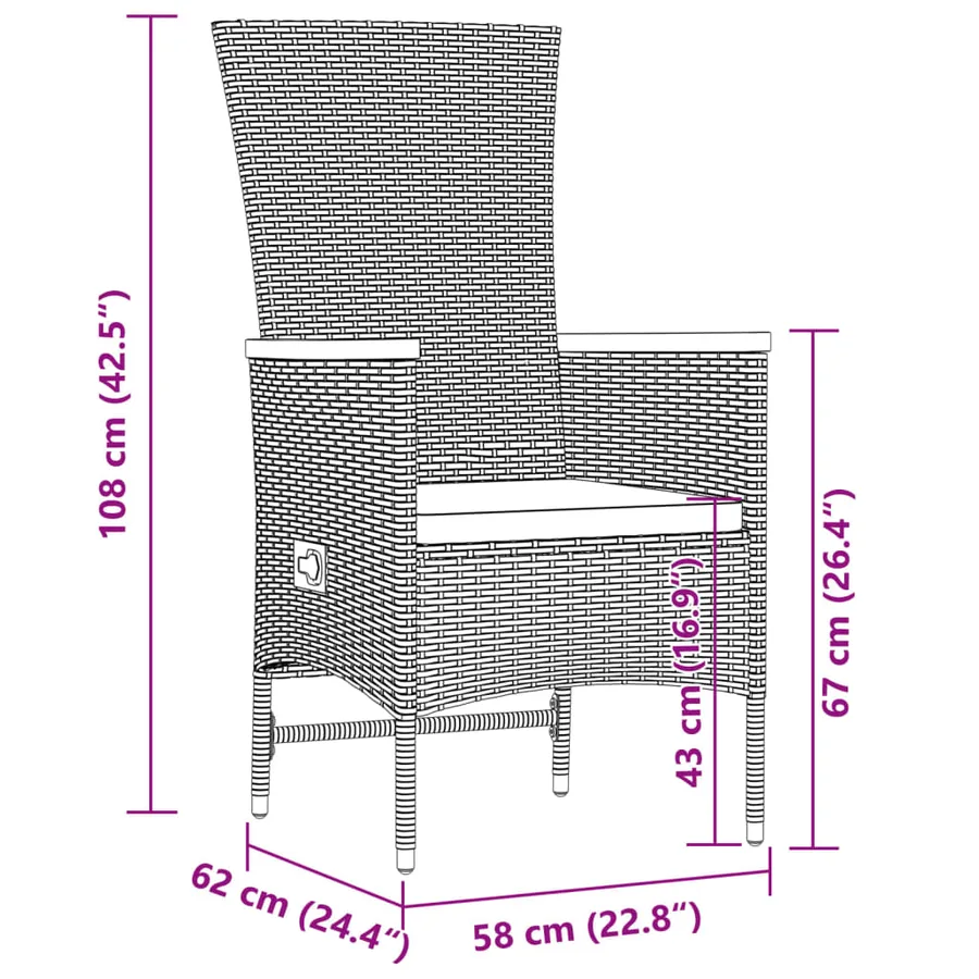 Ensemble à manger de jardin 11pcs avec coussins gris poly rotin - 9
