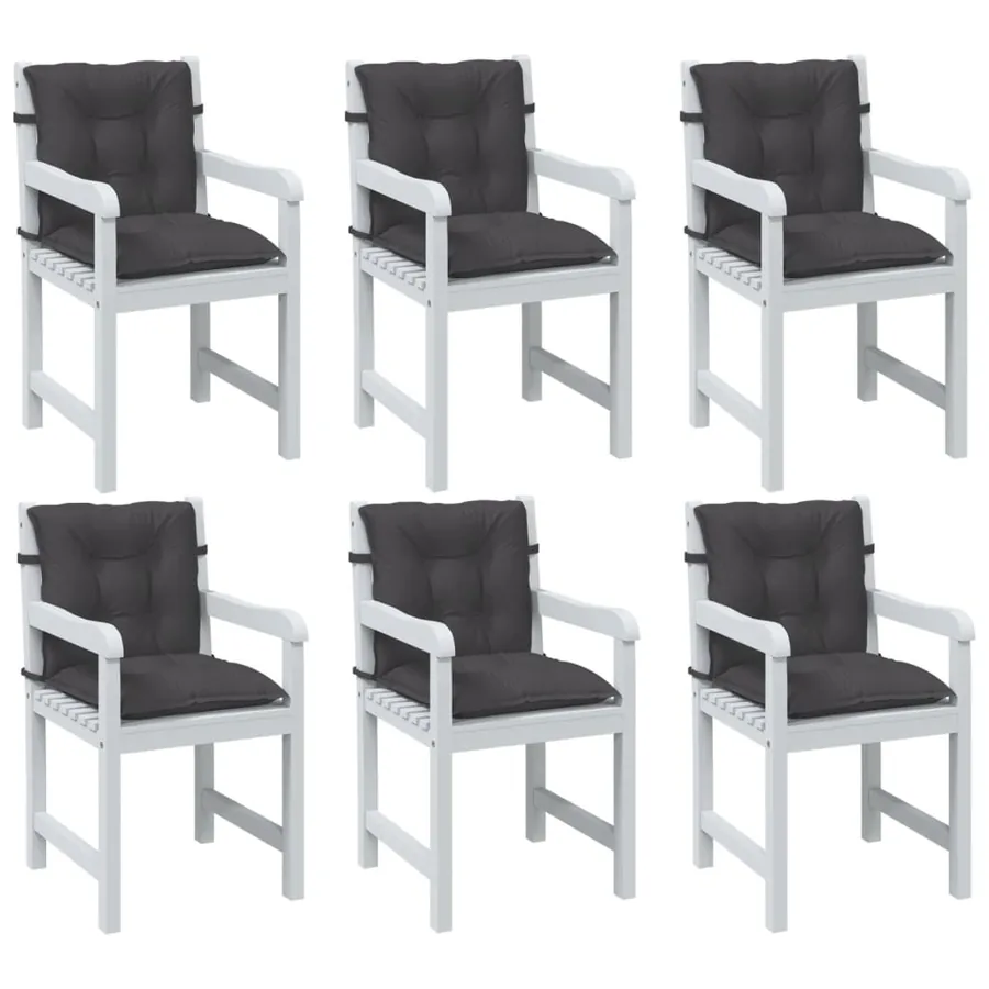 Coussins de chaise à dossier bas lot de 6 anthracite mélangé