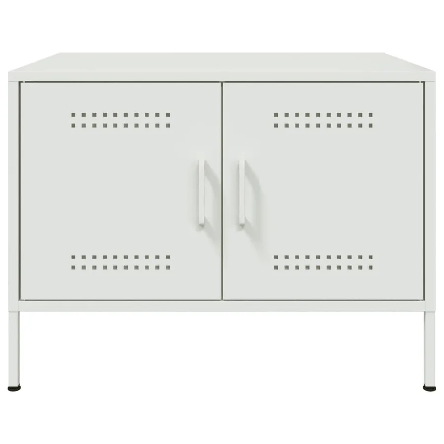 Table basse blanc 68x50x50,5 cm acier - 5