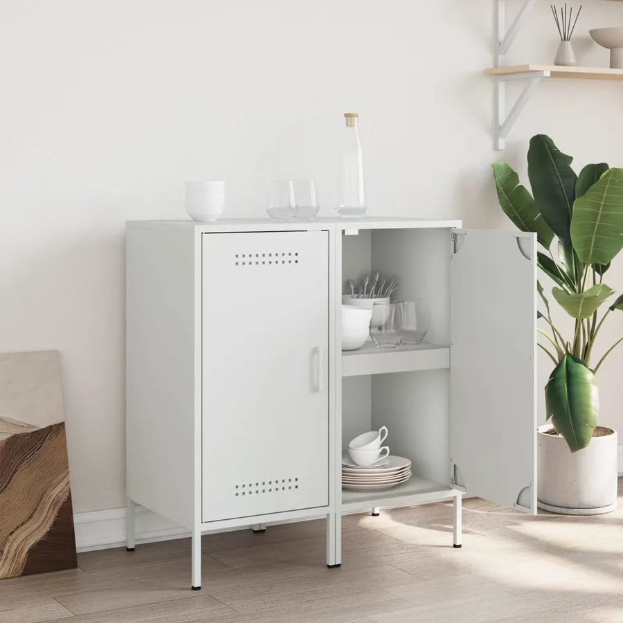 Buffets 2 pcs blanc 36x39x79 cm acier - 3
