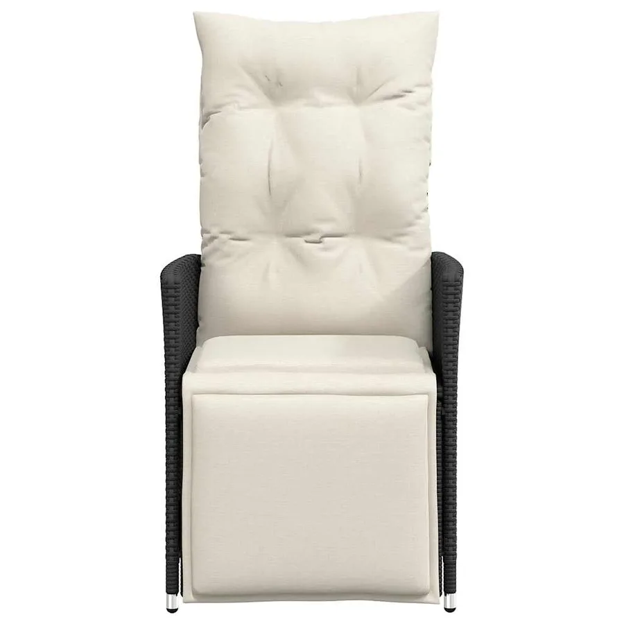 Chaise inclinable de jardin avec coussins noir résine tressée - 4