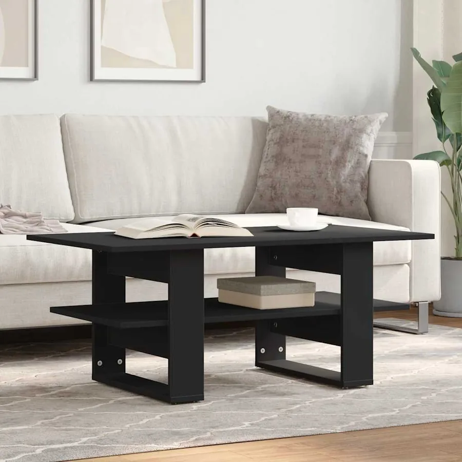 Table basse noir 102x55x42 cm bois d'ingénierie