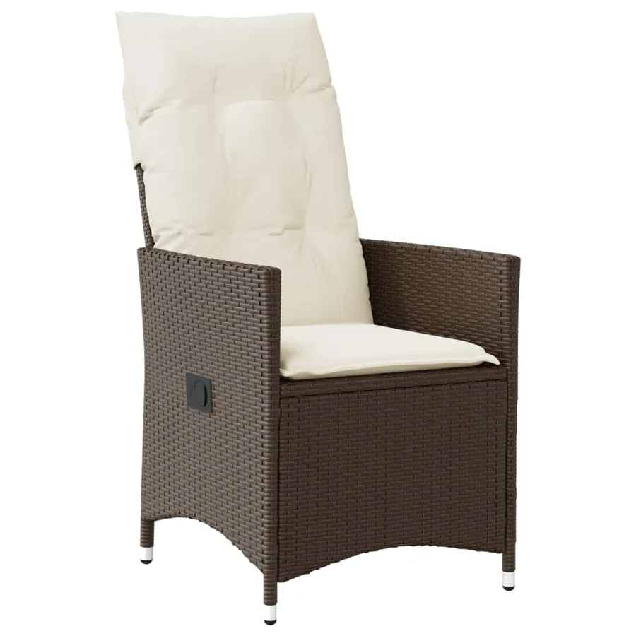 Ensemble à manger de jardin 5 pcs et coussins marron poly rotin - 3
