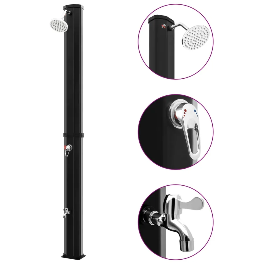 Outdoor solar shower with shower head and tap 35 L