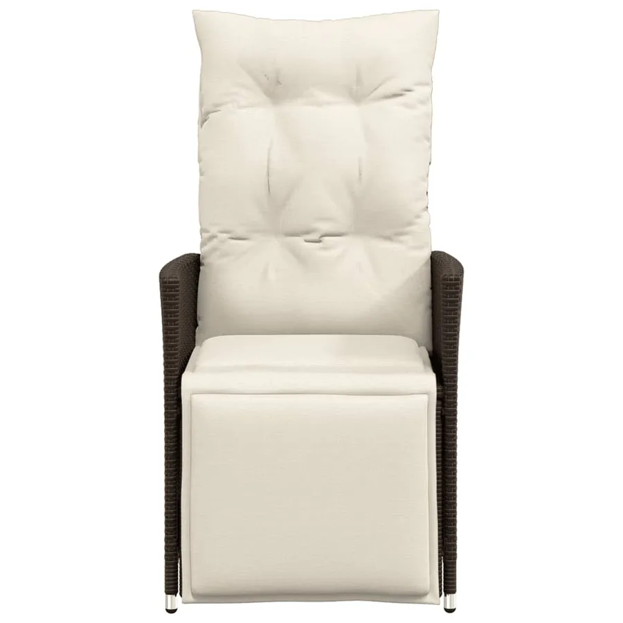 Chaises inclinables de jardin lot de 2 et coussins marron rotin - 4