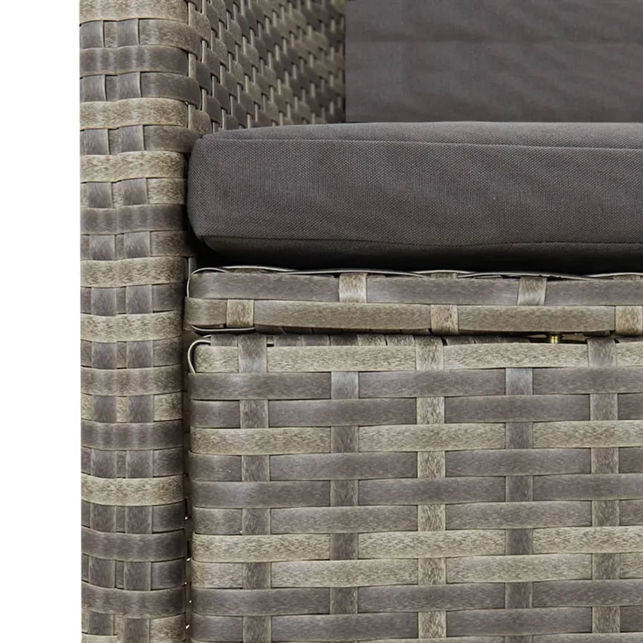 Ensemble à manger de jardin 11pcs avec coussins gris poly rotin - 5