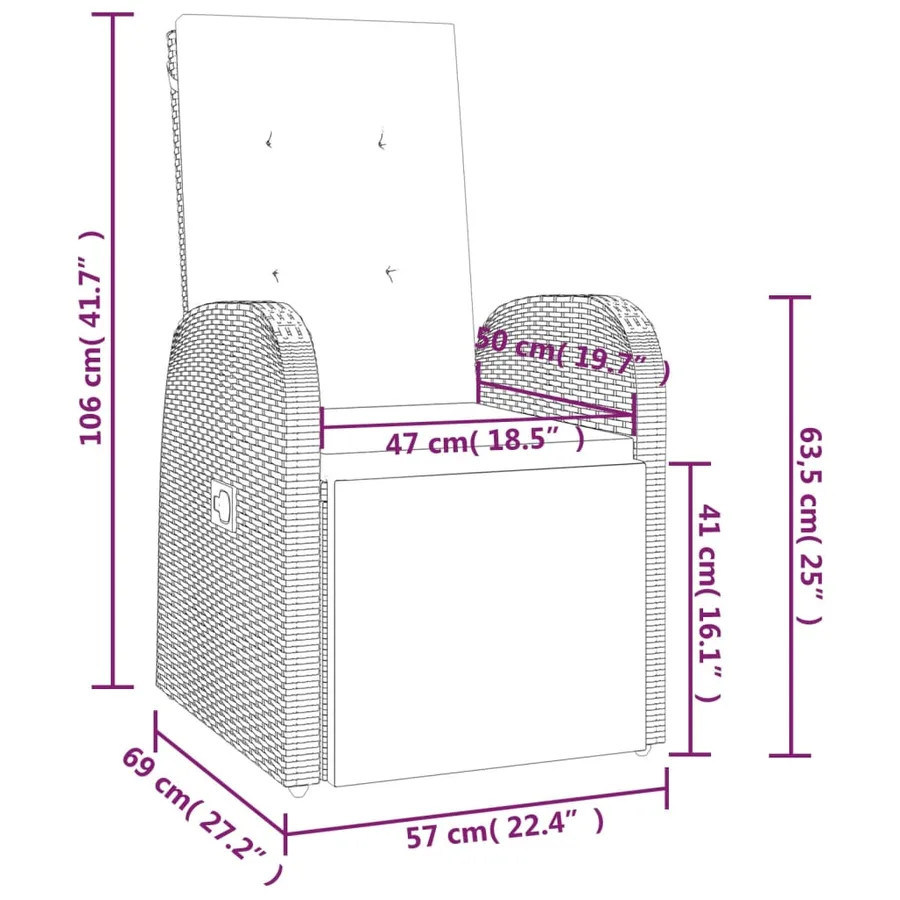 Ensemble à manger de jardin 11pcs avec coussins gris poly rotin - 9
