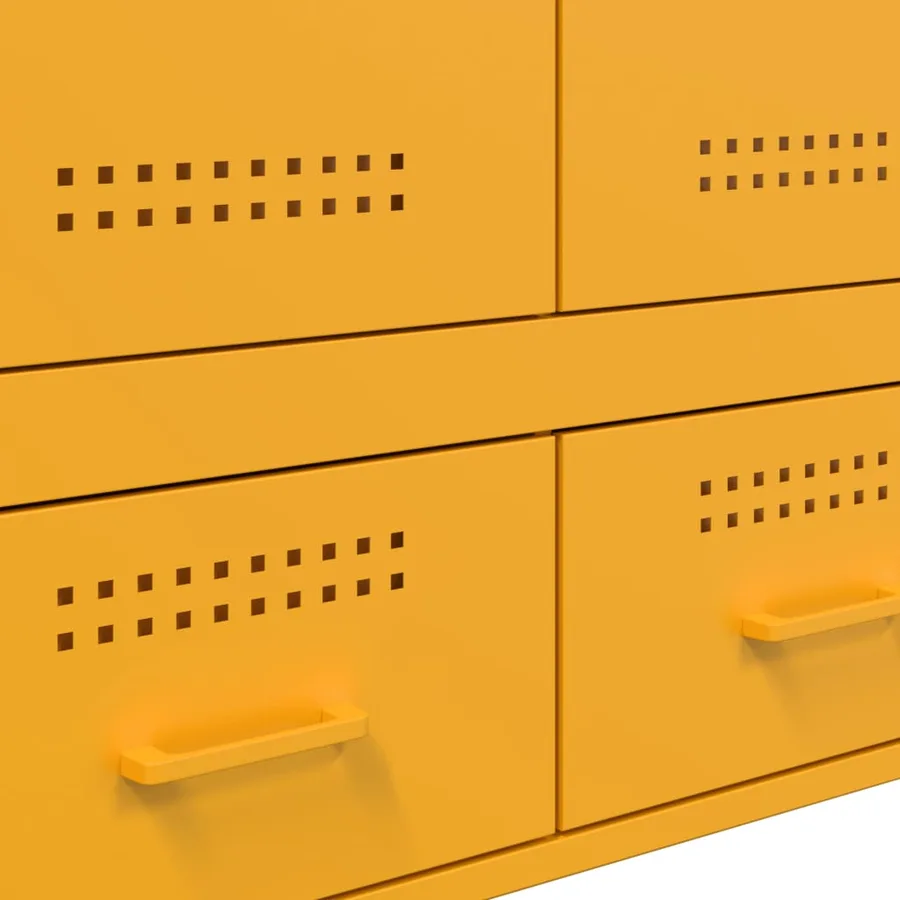 Buffet haut jaune moutarde 68x39x101,5 cm acier - 11