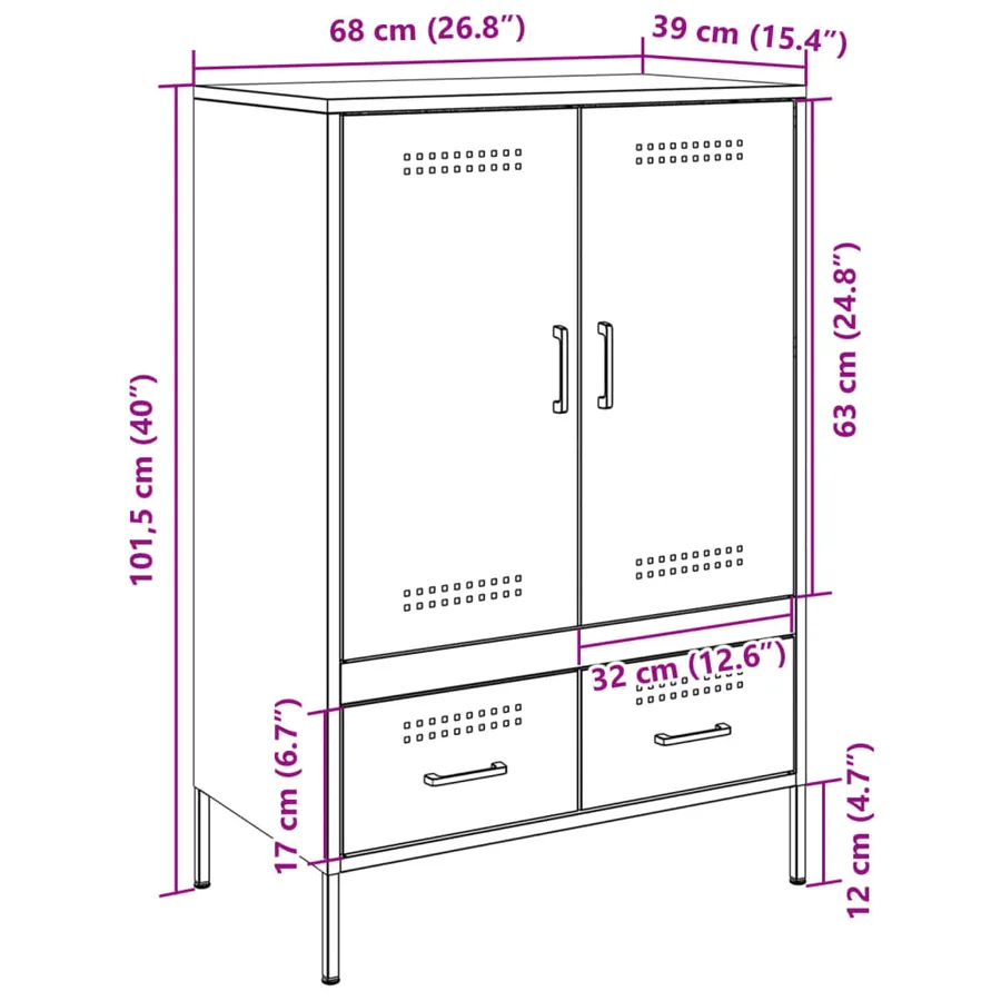 Buffet haut jaune moutarde 68x39x101,5 cm acier - 13