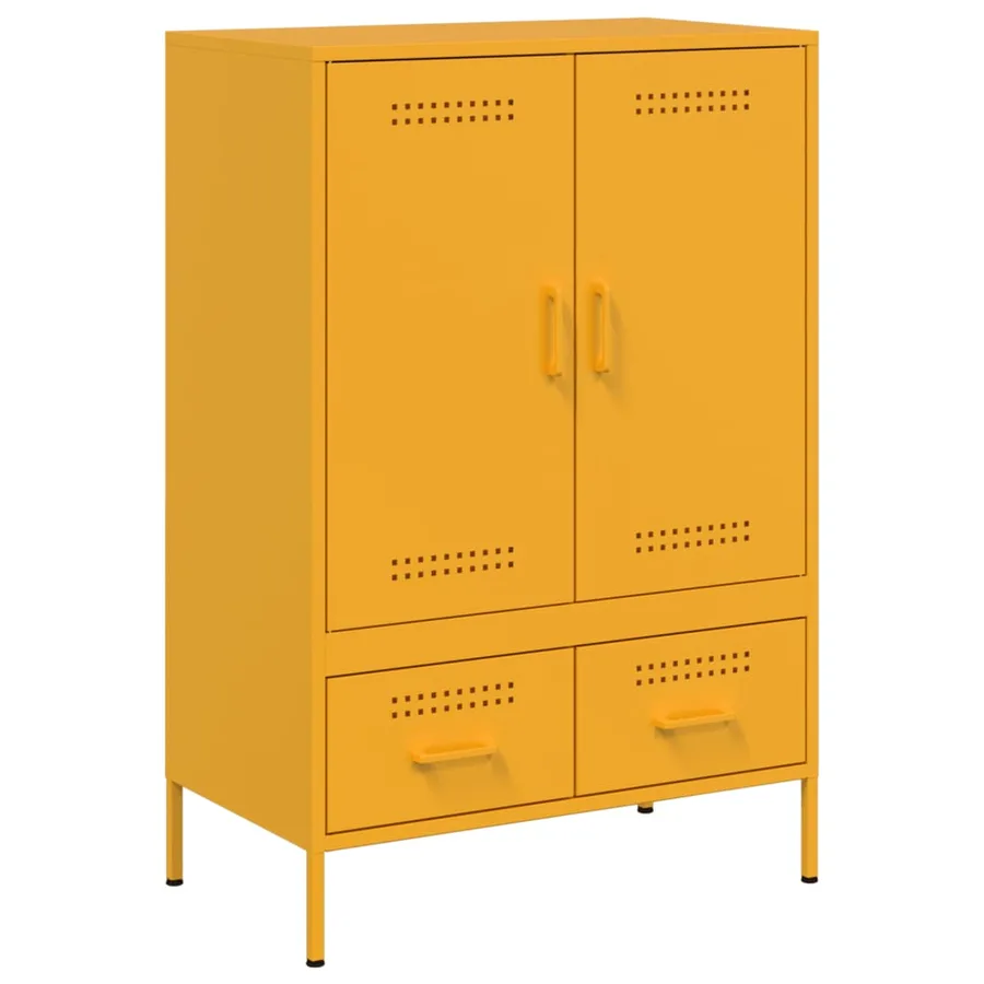 Buffet haut jaune moutarde 68x39x101,5 cm acier - 2