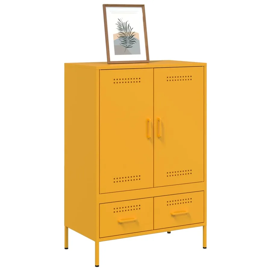 Buffet haut jaune moutarde 68x39x101,5 cm acier - 4
