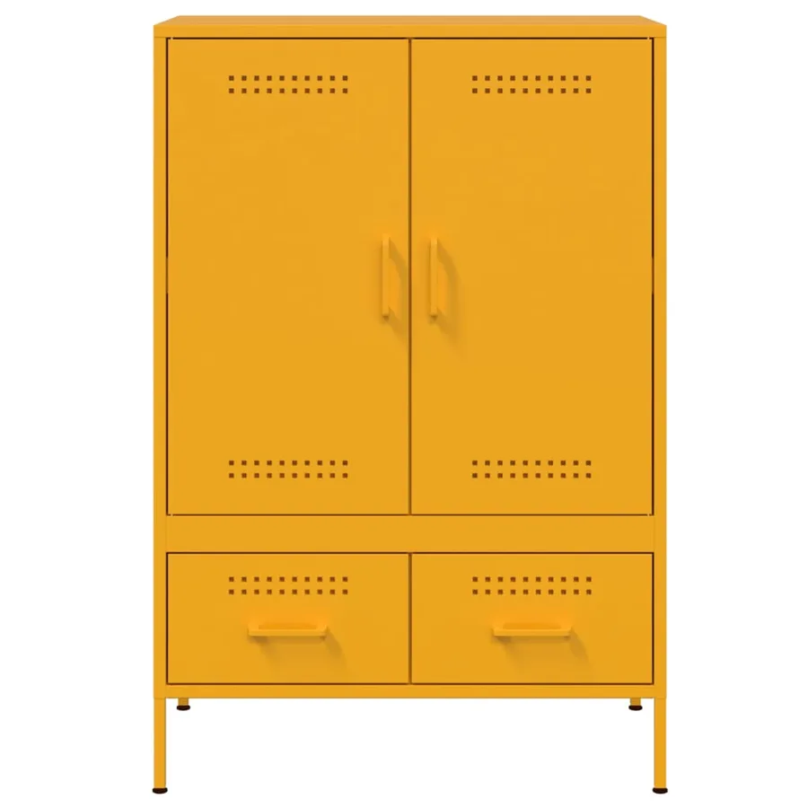Buffet haut jaune moutarde 68x39x101,5 cm acier - 6