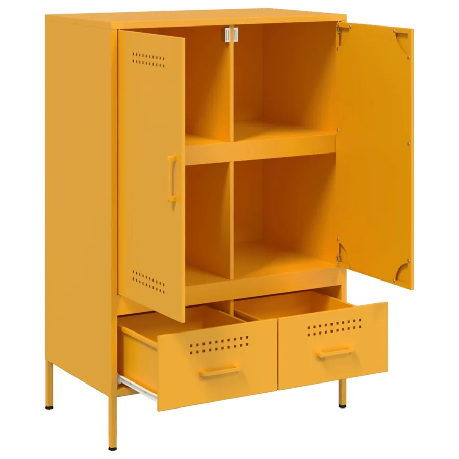 Buffet haut jaune moutarde 68x39x101,5 cm acier - 9