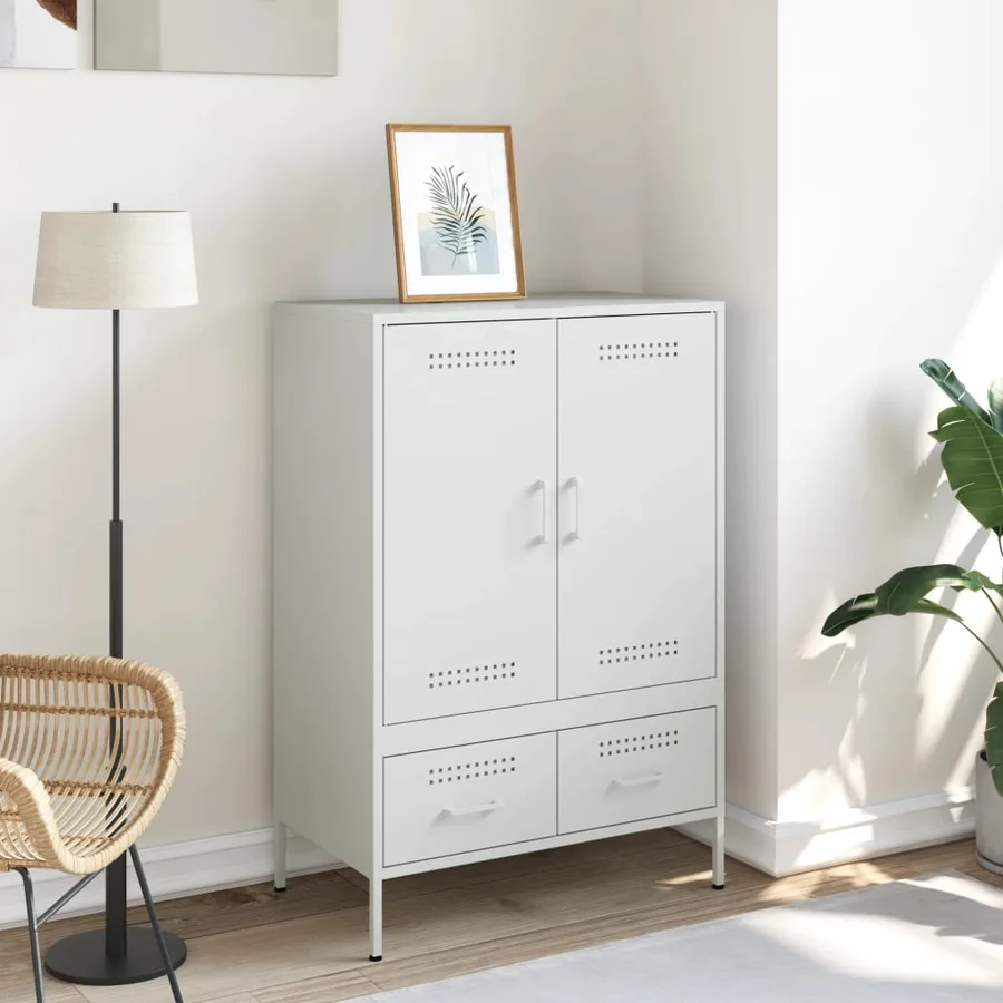 Buffet haut blanc 68x39x101,5 cm acier - 3