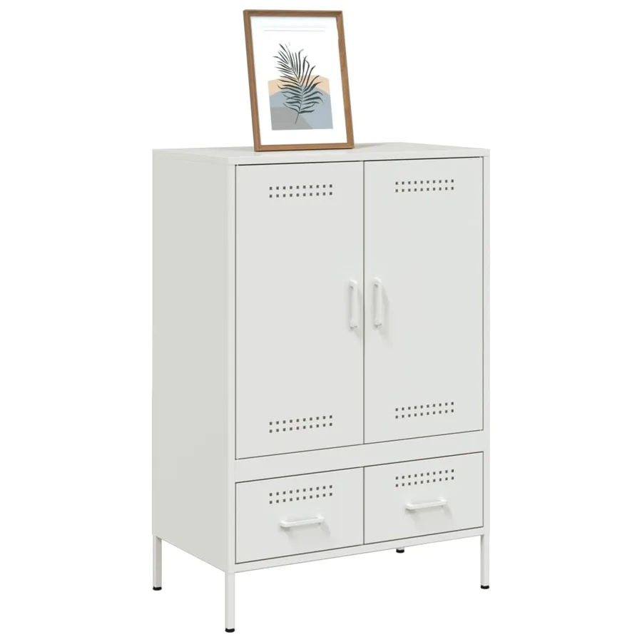 Buffet haut blanc 68x39x101,5 cm acier - 4