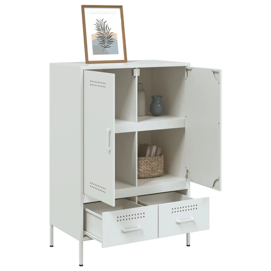 Buffet haut blanc 68x39x101,5 cm acier - 5