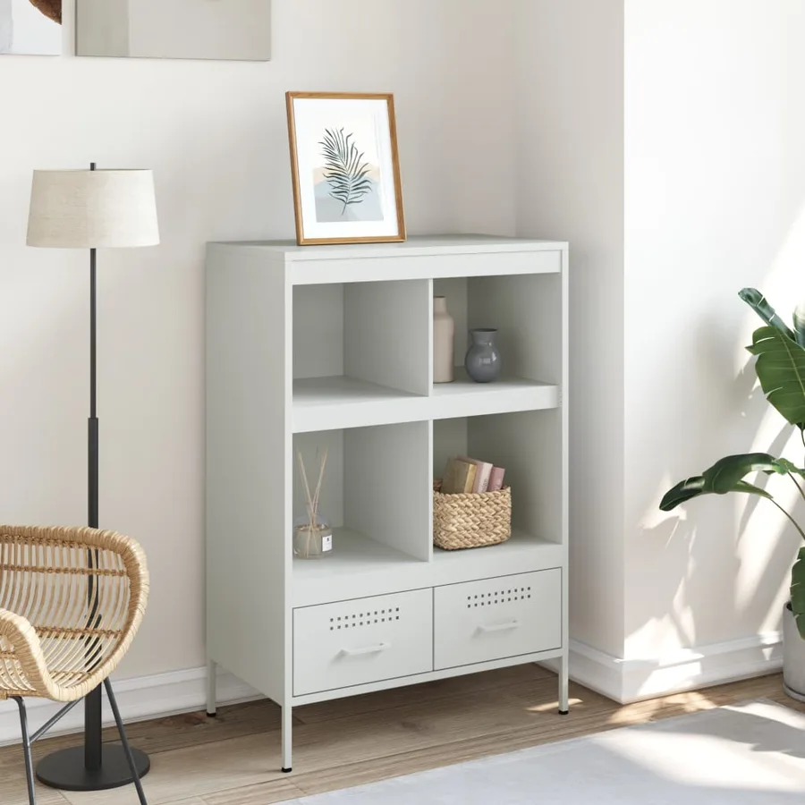Buffet haut blanc 68x39x101,5 cm acier - 3