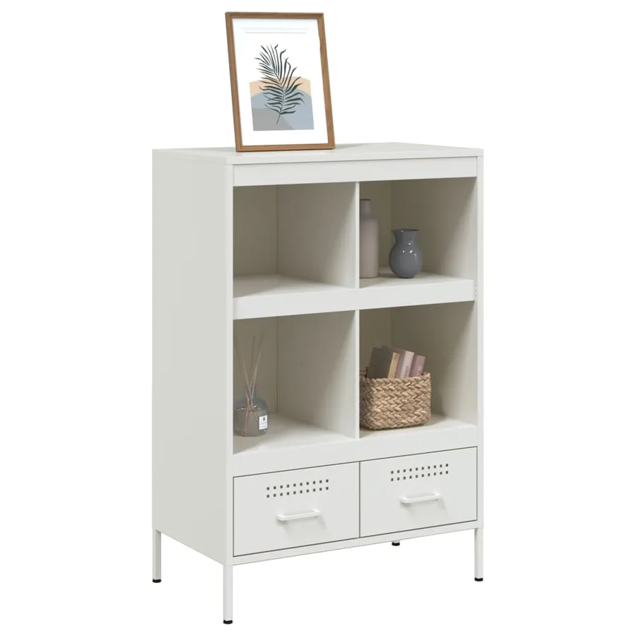 Buffet haut blanc 68x39x101,5 cm acier - 4