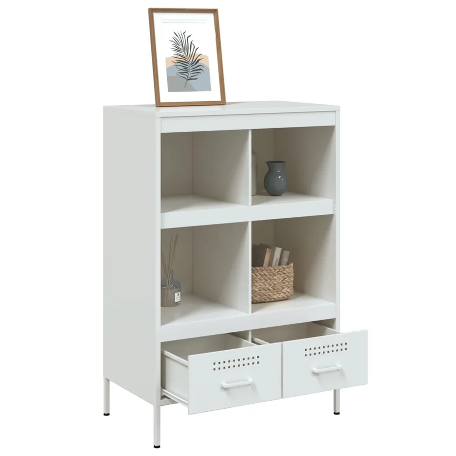 Buffet haut blanc 68x39x101,5 cm acier - 5