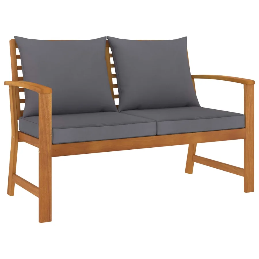 Salon de jardin 3 pcs avec coussin Bois d'acacia solide - 4