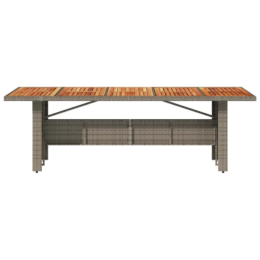 Table de jardin et dessus en bois d'acacia gris résine tressée - 4