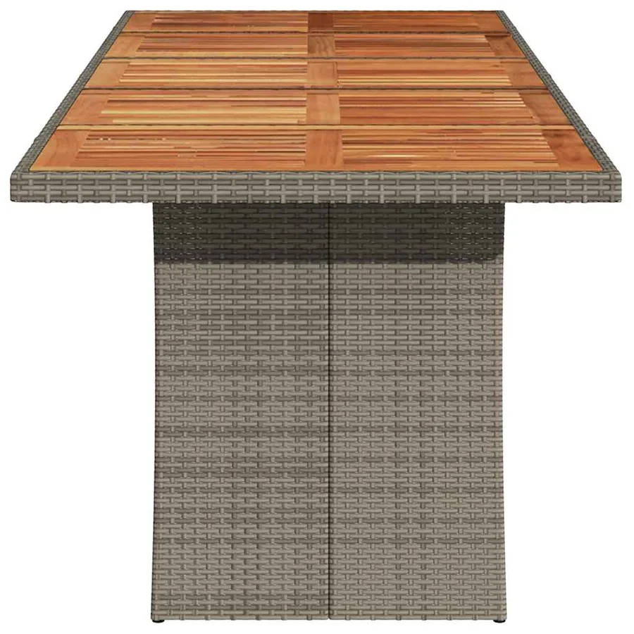 Table de jardin et dessus en bois d'acacia gris résine tressée - 5