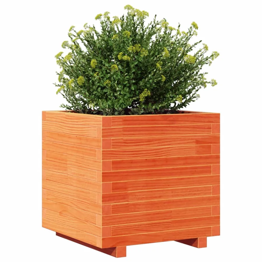 Jardinière cire marron 50x50x49,5 cm bois de pin massif - 4