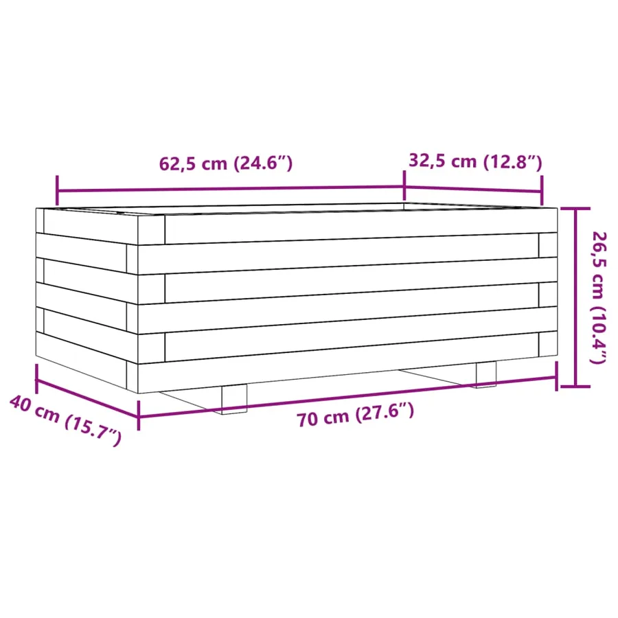 Jardinière blanc 70x40x26,5 cm bois de pin massif - 10