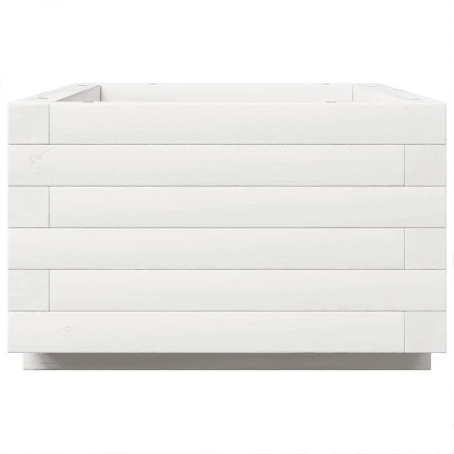 Jardinière blanc 70x40x26,5 cm bois de pin massif - 6