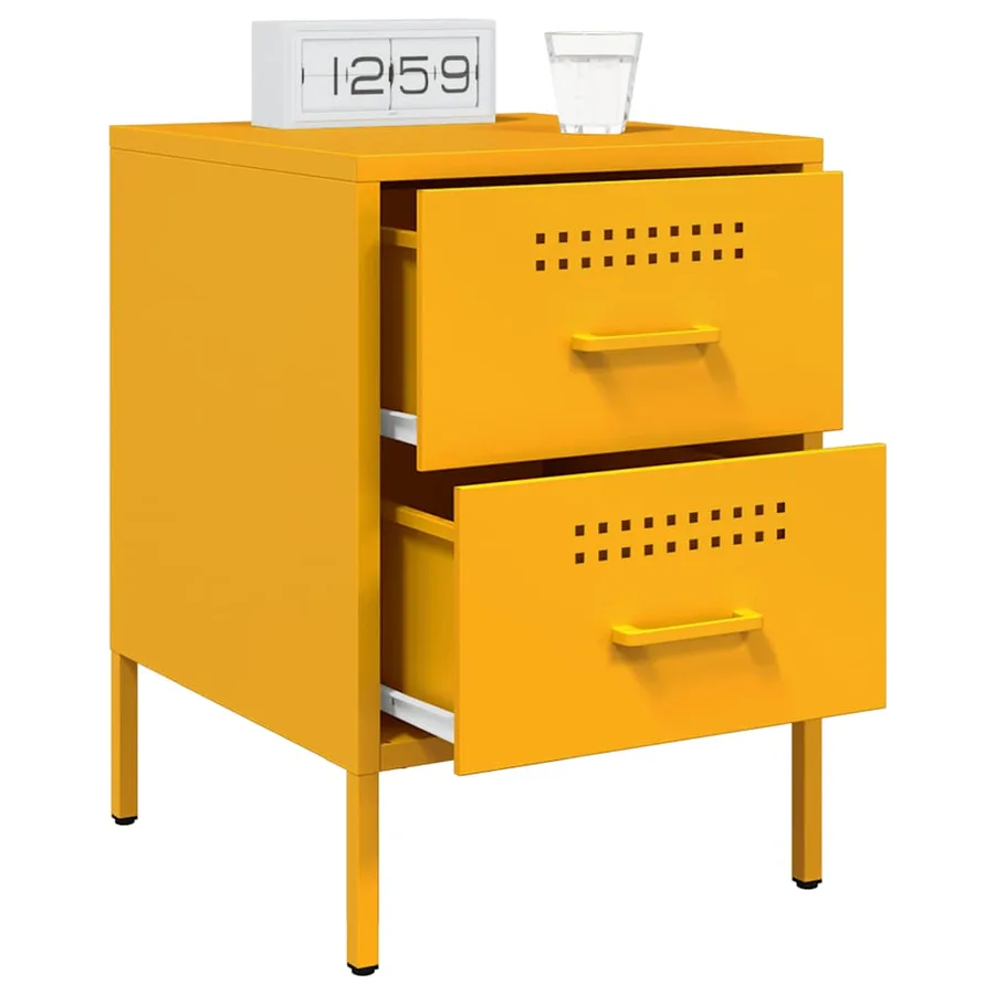 Tables de chevet 2 pcs jaune moutarde 36x39x50,5 cm acier - 4
