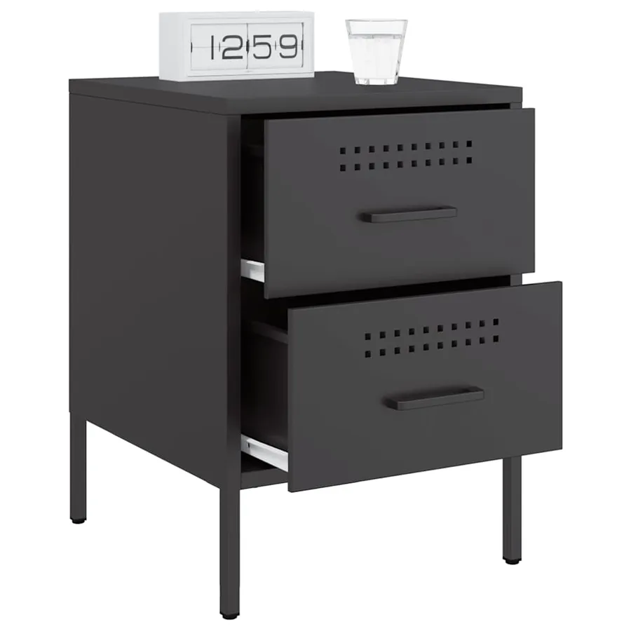 Table de chevet noir 36x39x50,5 cm acier - 5