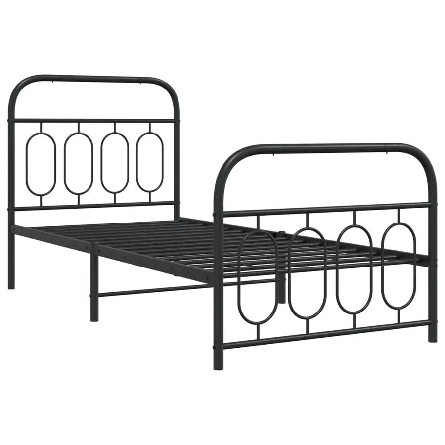 Cadre de lit métal sans matelas avec pied de lit noir 80x200 cm - 3