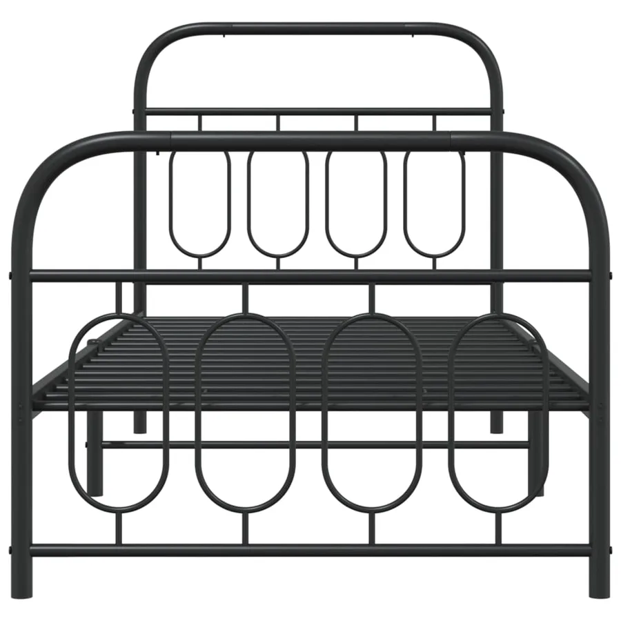 Cadre de lit métal sans matelas avec pied de lit noir 80x200 cm - 4