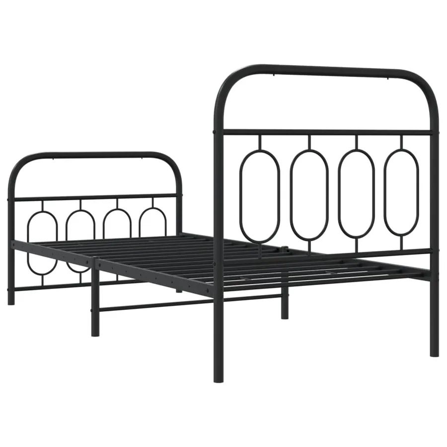 Cadre de lit métal sans matelas avec pied de lit noir 80x200 cm - 6