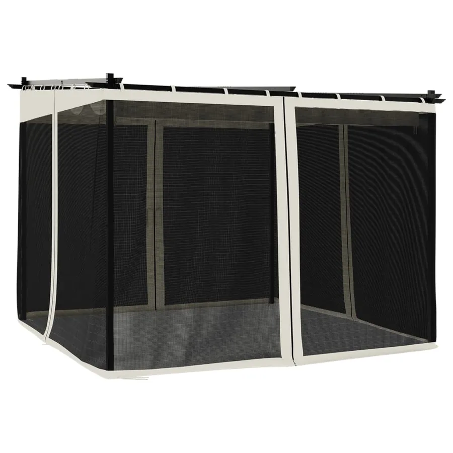 Tonnelle avec parois en filet crème 3x3 m acier - 2