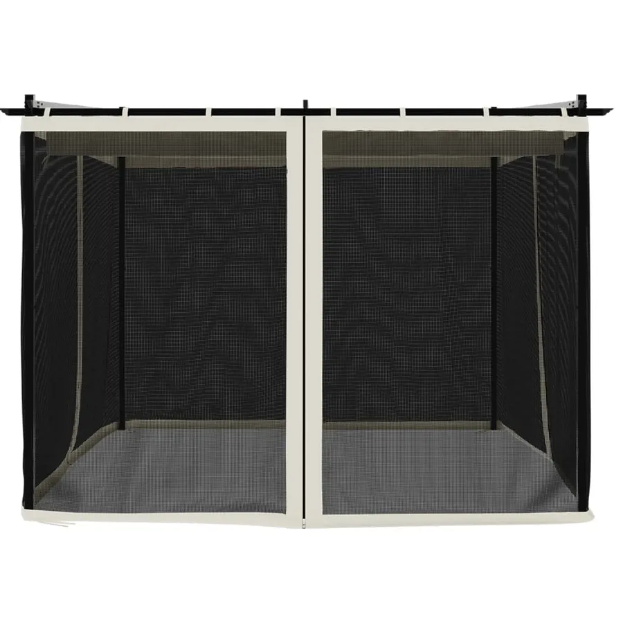 Tonnelle avec parois en filet crème 3x3 m acier - 4