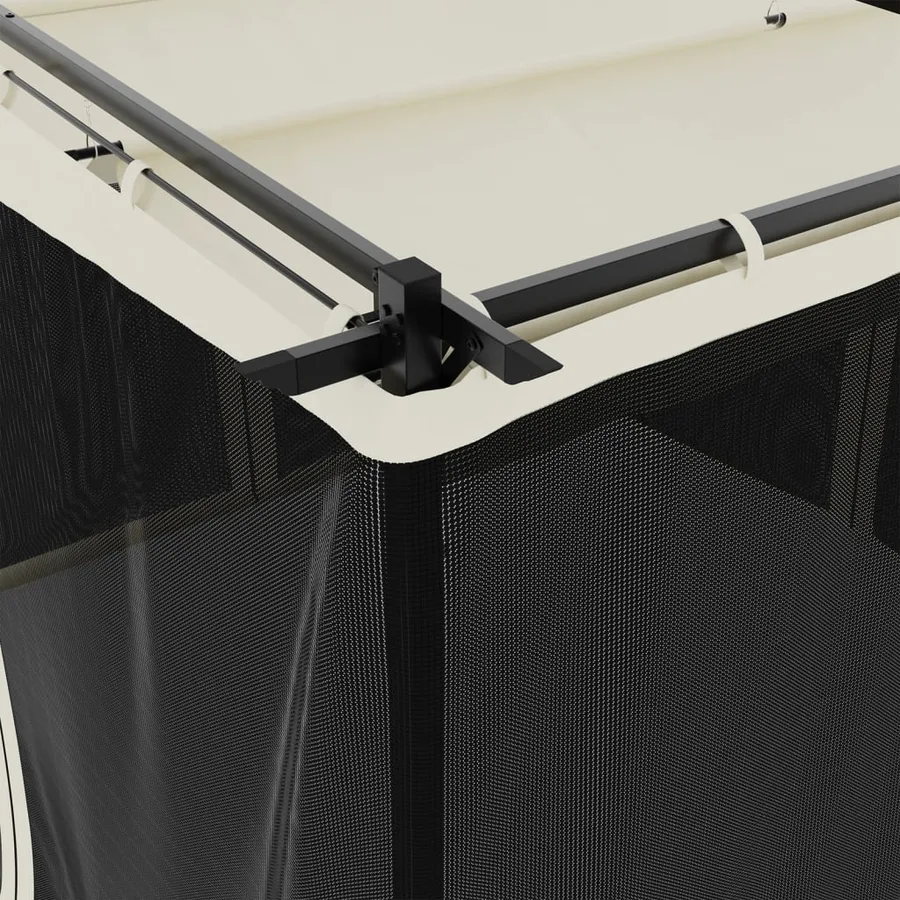 Tonnelle avec parois en filet crème 3x3 m acier - 7