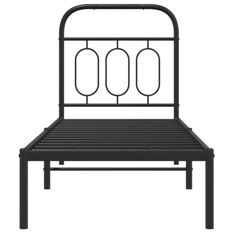 Cadre de lit métal sans matelas avec tête de lit noir 75x190 cm - 4