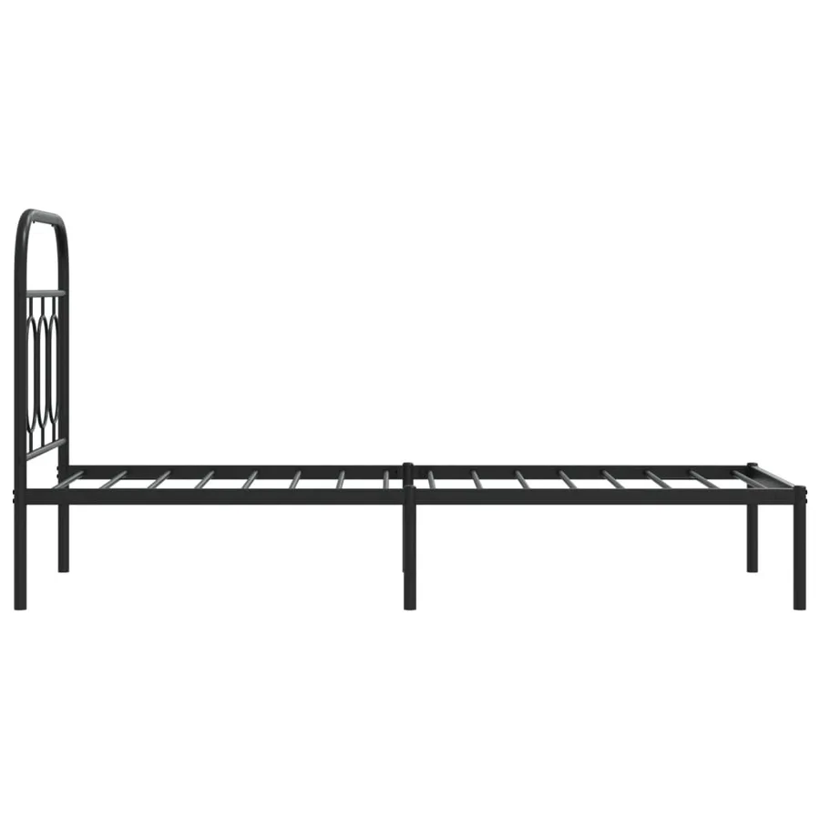 Cadre de lit métal sans matelas avec tête de lit noir 75x190 cm - 5