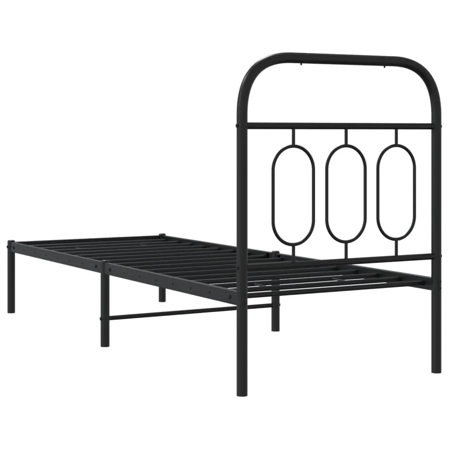 Cadre de lit métal sans matelas avec tête de lit noir 75x190 cm - 6