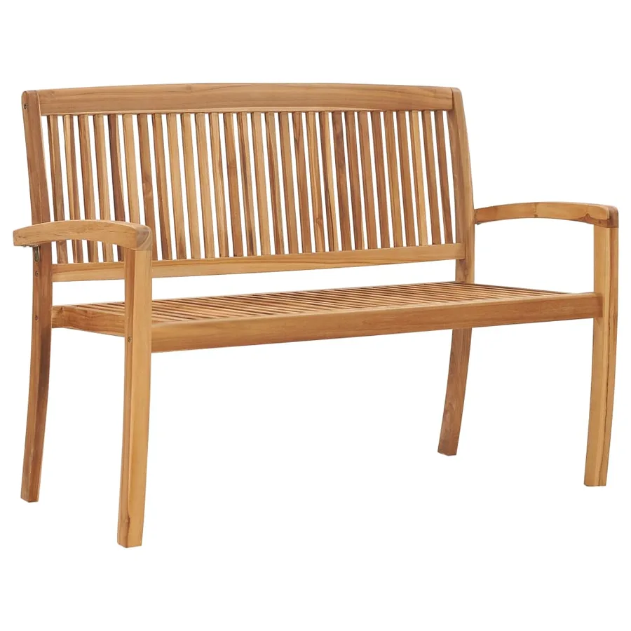 Banc de jardin empilable et coussin 128,5cm Bois de teck massif - 2