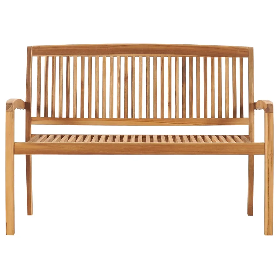 Stackable garden bench and cushion 128.5 cm Solid teak wood - 3