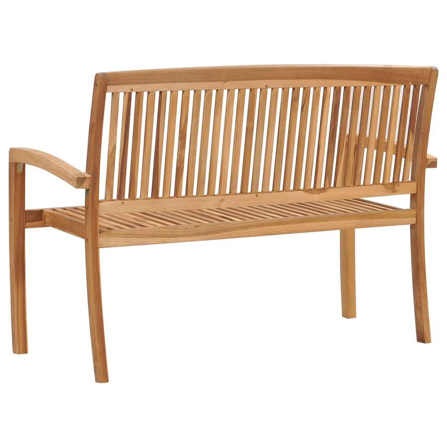 Banc de jardin empilable et coussin 128,5cm Bois de teck massif - 5